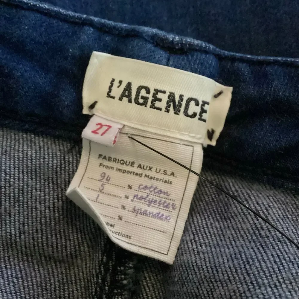 L’Agence Charlie Cropped Flare Low Rise Indigo Dark Wash Jeans 27